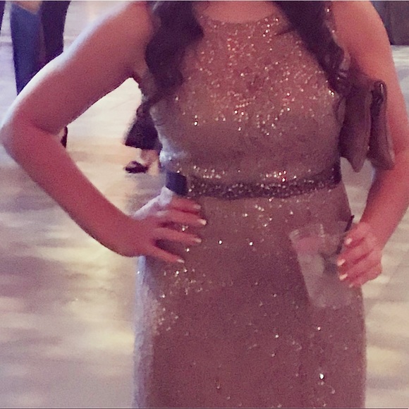 Ignite Sequin Lace Taupe Ball Gown - Picture 4 of 7